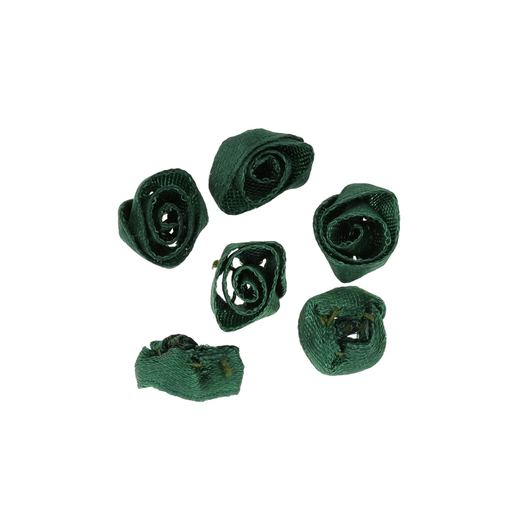 TEXTILE BEADS - SATIN - ROSE 02 - 14mm GREEN (DARK) 073 - PACKAGE 500pcs.