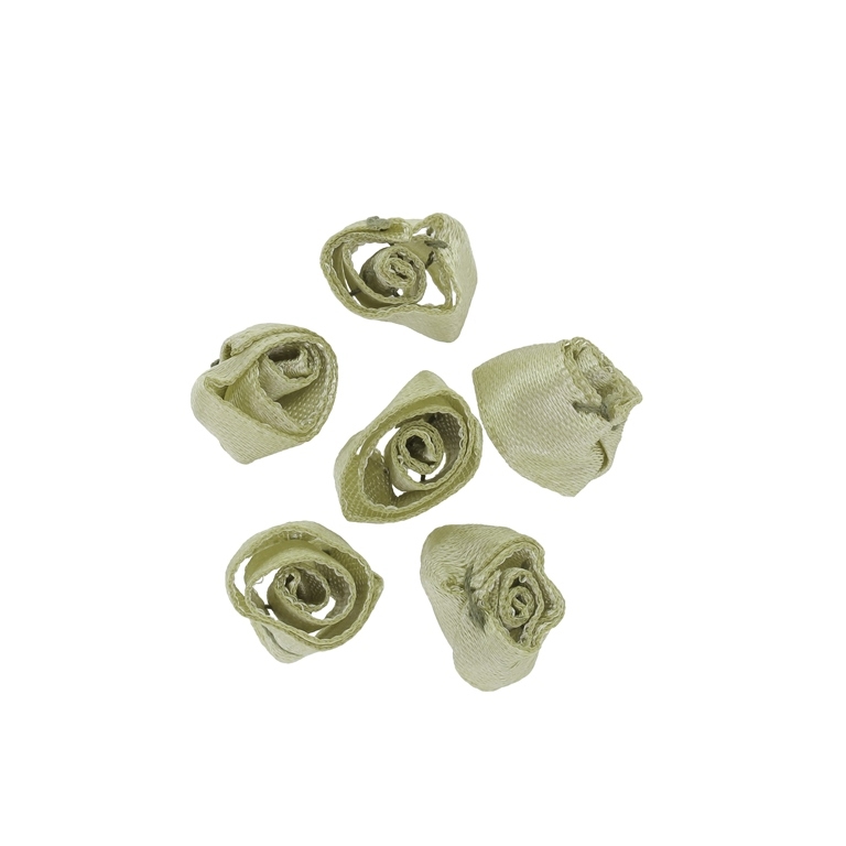 TEXTILE BEADS - SATIN - ROSE 02 - 14mm GREEN MILITARY 018 - 50 pcs.