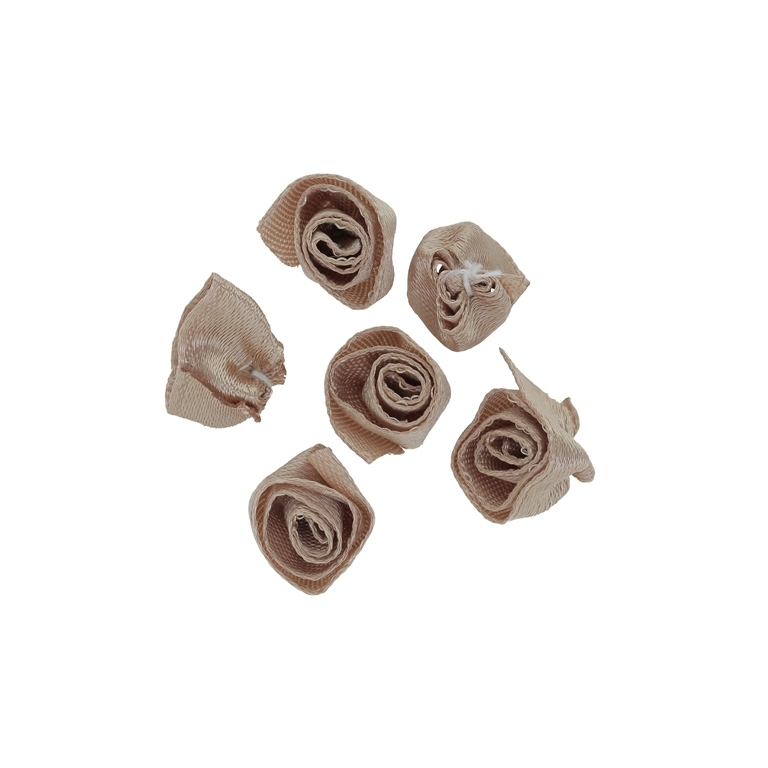 TEXTILE BEADS - SATIN - ROSE 02 - 14mm BROWN (LIGHT) 187 - 50 pcs.