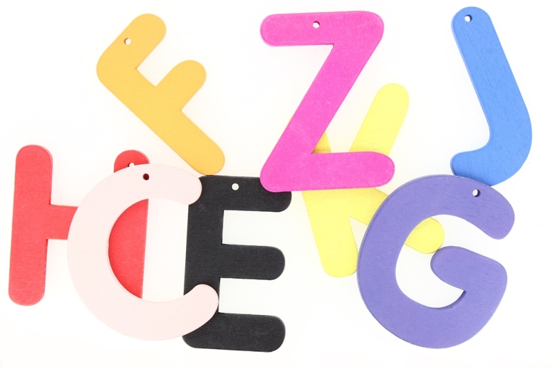 WOODEN FIGURES - LETTERS 01 - 60x50x4mm MIX - 50pcs. Hole-2.5mm