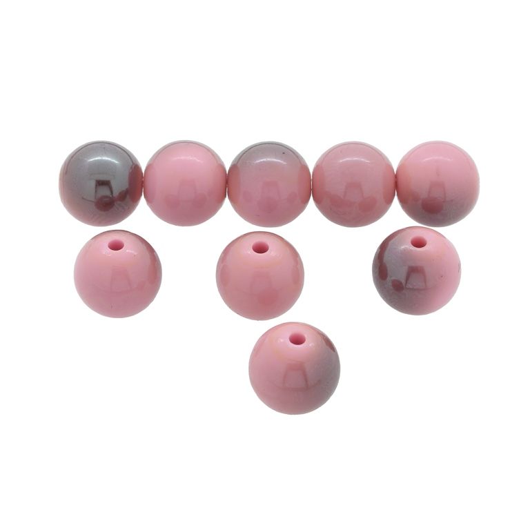 PLASTIC BEADS - HIGH GLOSS - BALL - 14mm PINK ВА05 - 500 g Hole-2.5mm (340 pcs.)