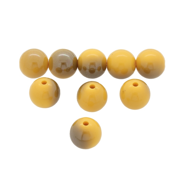 PLASTIC BEADS - HIGH GLOSS - BALL - 14mm YELLOW ВА11 - 50 g Hole-2.5mm (34 pcs.)