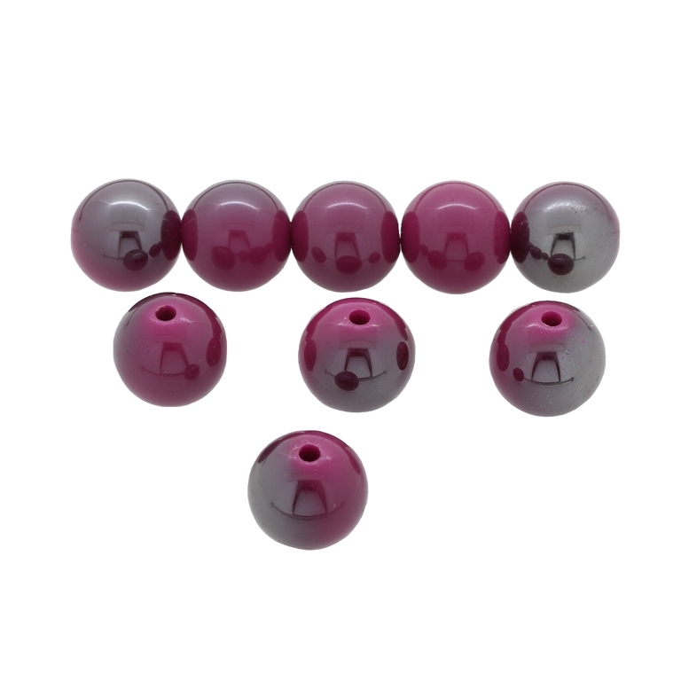 PLASTIC BEADS - HIGH GLOSS - BALL - 14mm CYCLAMEN (DARK) - 50 g Hole-2.5mm (34 pcs.)