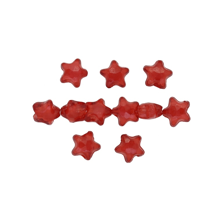 ACRYLIC BEADS BEAD IN BEAD - STAR 04 FACETED - 11x7mm RED - 500 g Hole-2.3mm (1230 pcs.)