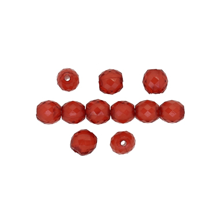 ACRYLIC BEADS BEAD IN BEAD - OVAL FACETED 03 - 10x10mm RED - 500 g Hole-2.3mm (940 pcs.)