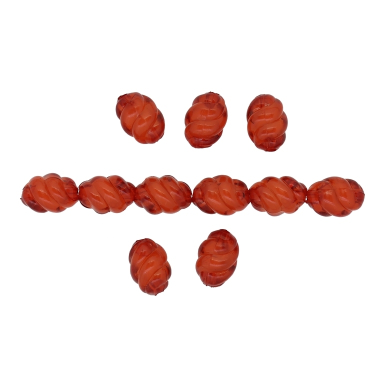 ACRYLIC BEADS BEAD IN BEAD - OVAL SPIRAL - 14x10mm RED - 50 g Hole-2.5mm (76 pcs.)