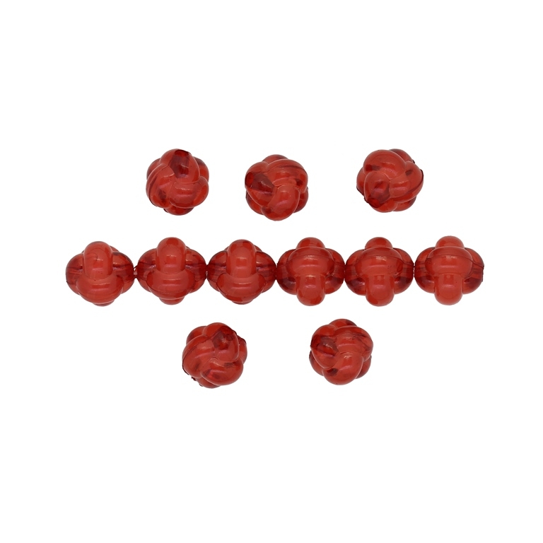 ACRYLIC BEADS BEAD IN BEAD - KNOT - 11x12mm RED - 50 g Hole-2.3mm (81 pcs.)