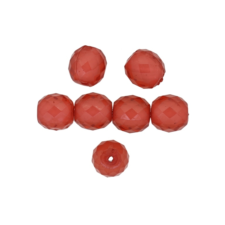 ACRYLIC BEADS BEAD IN BEAD - OVAL FACETED 03 - 15x15mm RED - 50 g Hole-2.5mm (23 pcs.)