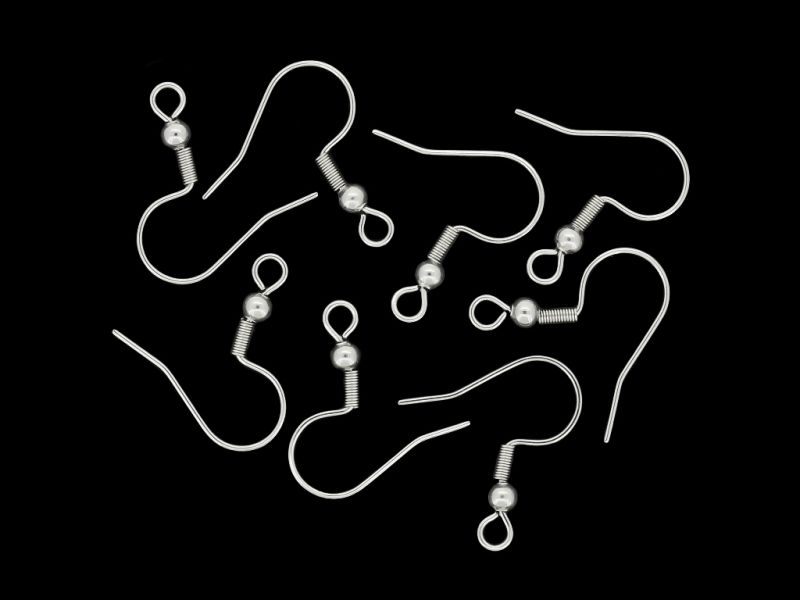 METAL ELEMENTS - EARRING FINDINGS - WIRE HOOK - STEEL 304 - 18x19x3mm NICKEL COLOR - 200pcs. Hole-2.2mm