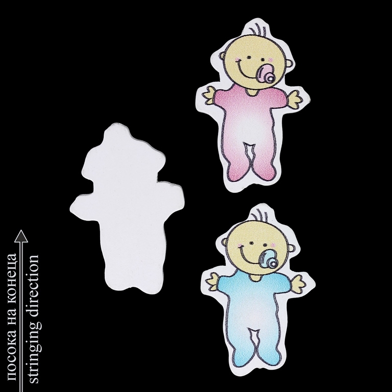 WOODEN FIGURES - BABIES - BABY 04 - 26x40x5mm PINK AND BLUE - 10 pcs. Hole-2.0mm