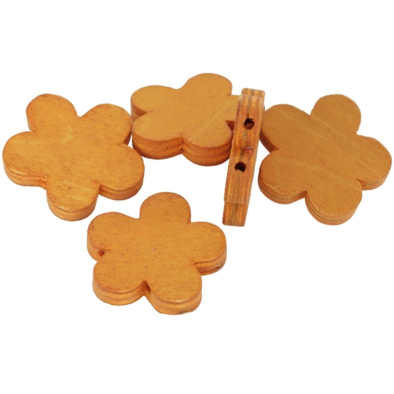 WOODEN ELEMENTS FOR BRACELETS - FLOWERS 01 - 28x5mm - ORANGE - 100 pcs. Hole-2x2.5mm