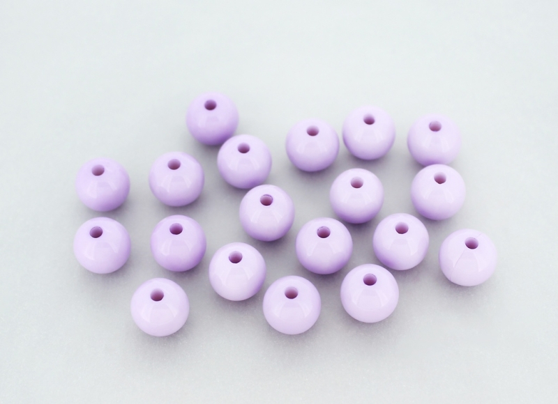 OPAQUE PLASTIC BEADS - BALL - 10mm PURPLE (LIGHT) С36 - PACKAGE 500g Hole-2.2mm (897pcs.)