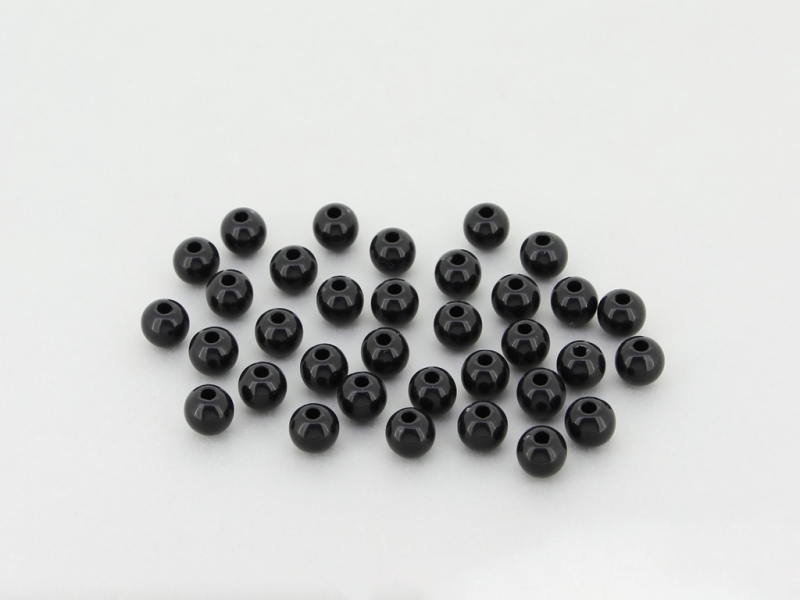 OPAQUE PLASTIC BEADS - BALL - 6mm BLACK С42 - 50g Hole-1.8mm (440pcs.)