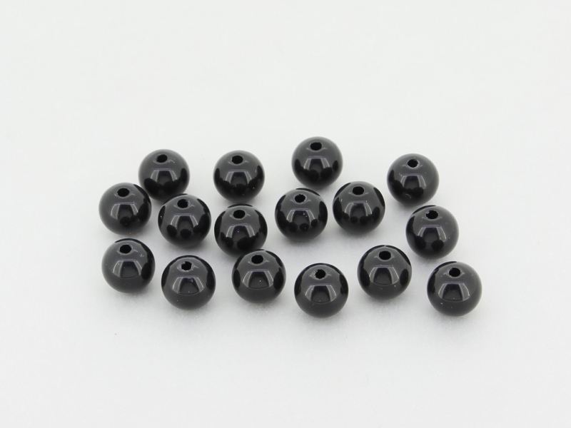 OPAQUE PLASTIC BEADS - BALL - 8mm BLACK С42 - PACKAGE 500g Hole-1.8mm (1983pcs.)