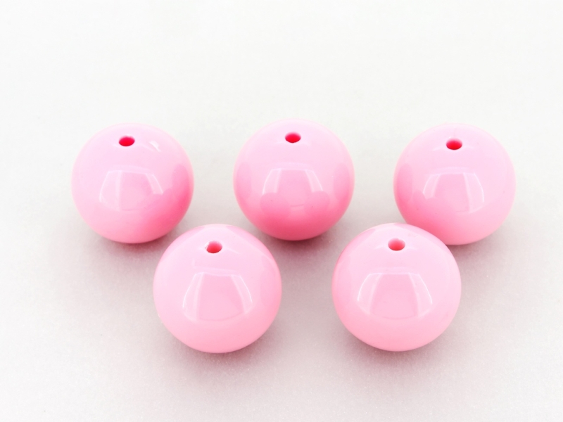 OPAQUE PLASTIC BEADS - BALL - 22mm PINK (LIGHT) ВА04 - PACKAGE 500g Hole-2.8mm (85pcs.)