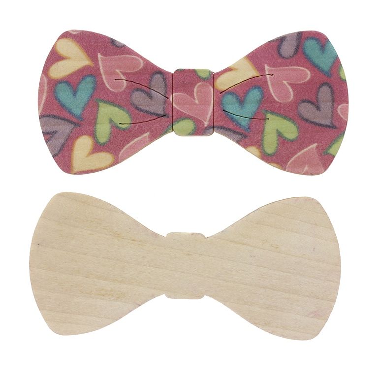 WOODEN BEADS FOR ADHESION - BOW TIE 01 - 74x35x3mm CYCLAMEN - 50 pcs.