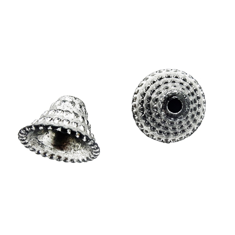 METAL PLATED PLASTIC / CCB BEADS - CAP CONE RELIEF - 14x10mm NICKEL (DARK) - 50g Hole-2.5mm (123pcs.)