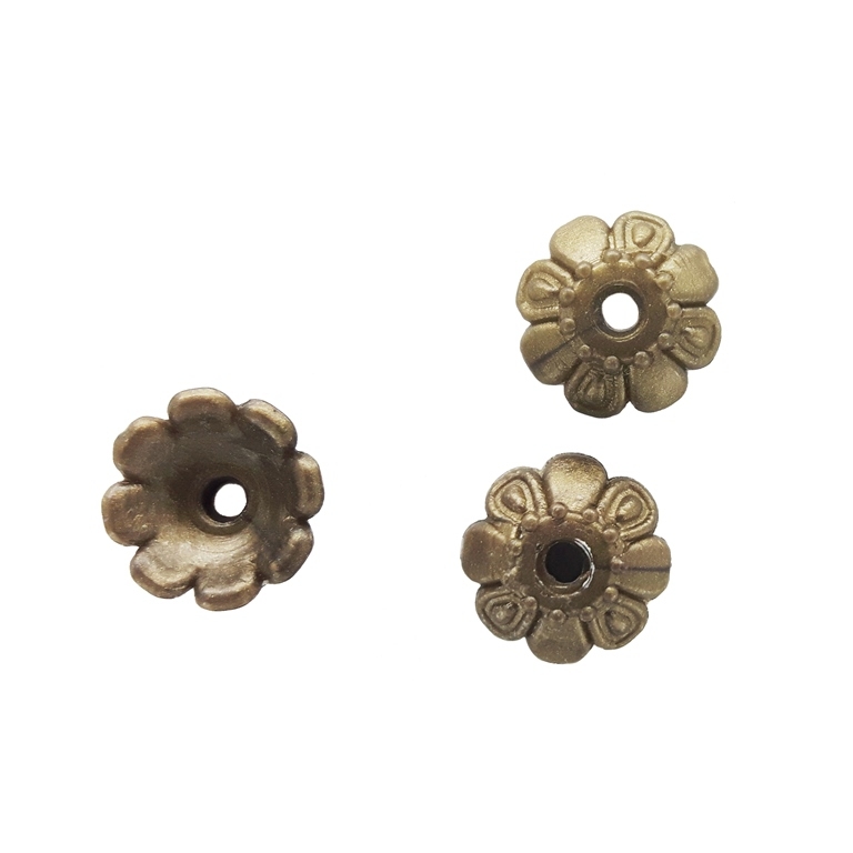 METAL PLATED PLASTIC / CCB BEADS - CAP FLOWERS 01 - 10x4mm ANTIQUE BRONZE - PACKAGE 500g Hole-2.0mm (4700pcs.)