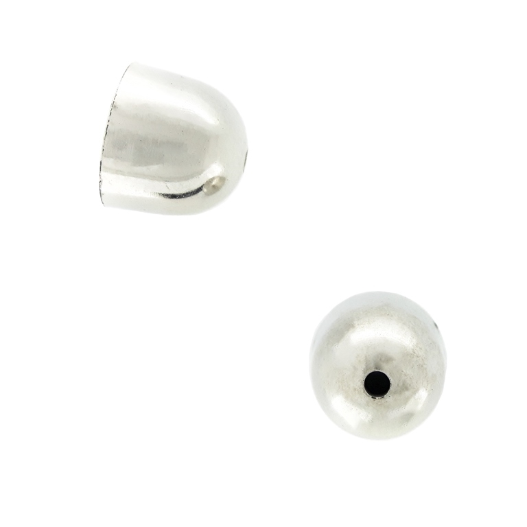 METAL PLATED PLASTIC / CCB BEADS - CAP HALF-OVAL - 12x10mm NICKEL - PACKAGE 250g Hole-2.0mm (770pcs.)