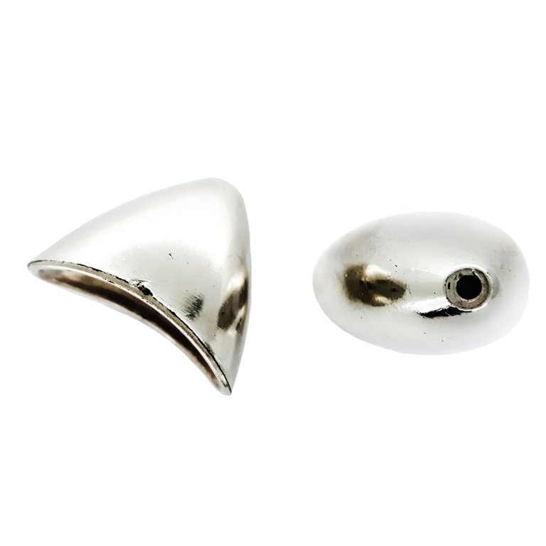 METAL PLATED PLASTIC / CCB BEADS - CAP CONE IRREGULAR - 20x12x16mm NICKEL - PACKAGE 250g Hole-1.5mm (380pcs.)