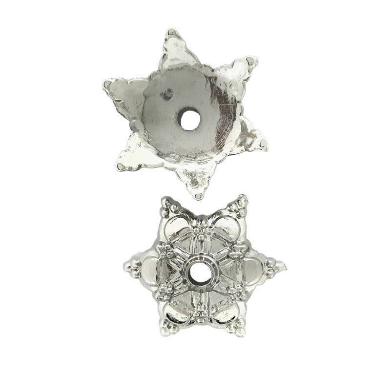 METAL PLATED PLASTIC / CCB BEADS - CAP FLOWERS 02 - 19x6mm NICKEL - PACKAGE 250g Hole-2.5mm (1030pcs.)