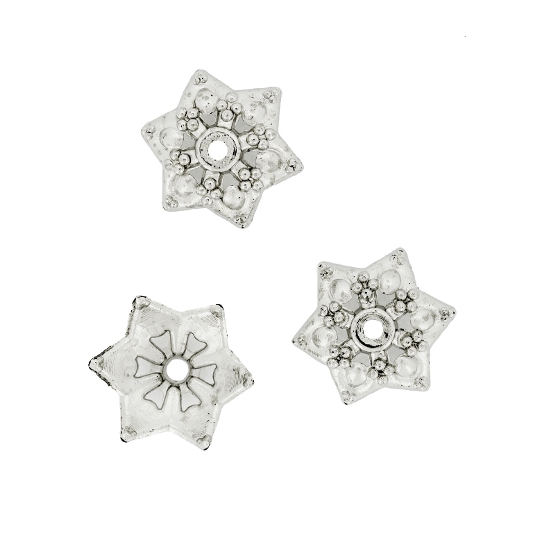 METAL PLATED PLASTIC / CCB BEADS - CAP FLOWERS 03 - 15x6mm NICKEL - PACKAGE 250g Hole-2.0mm (1480pcs.)