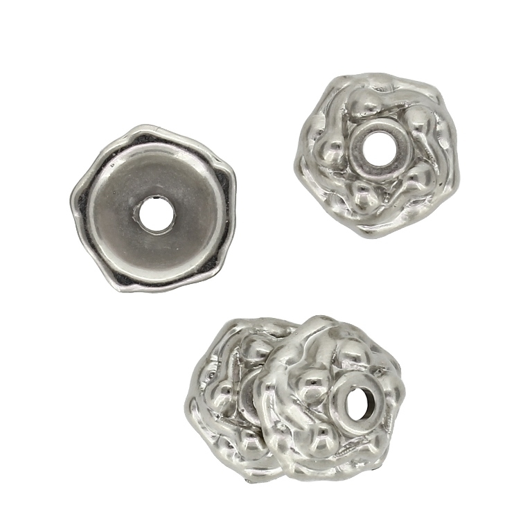 METAL PLATED PLASTIC / CCB BEADS - CAP RELIEF 02 - 12x5mm NICKEL - 50g Hole-2.5mm (196pcs.)