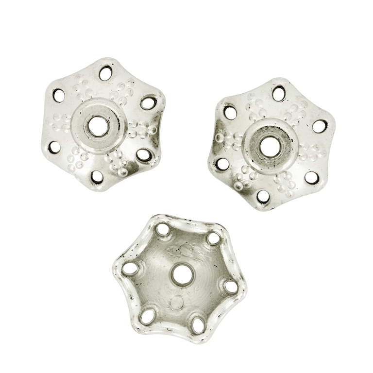 METAL PLATED PLASTIC / CCB BEADS - CAP FLOWERS 05 - 21x9mm NICKEL - PACKAGE 500g Hole-3.0mm (775pcs.)