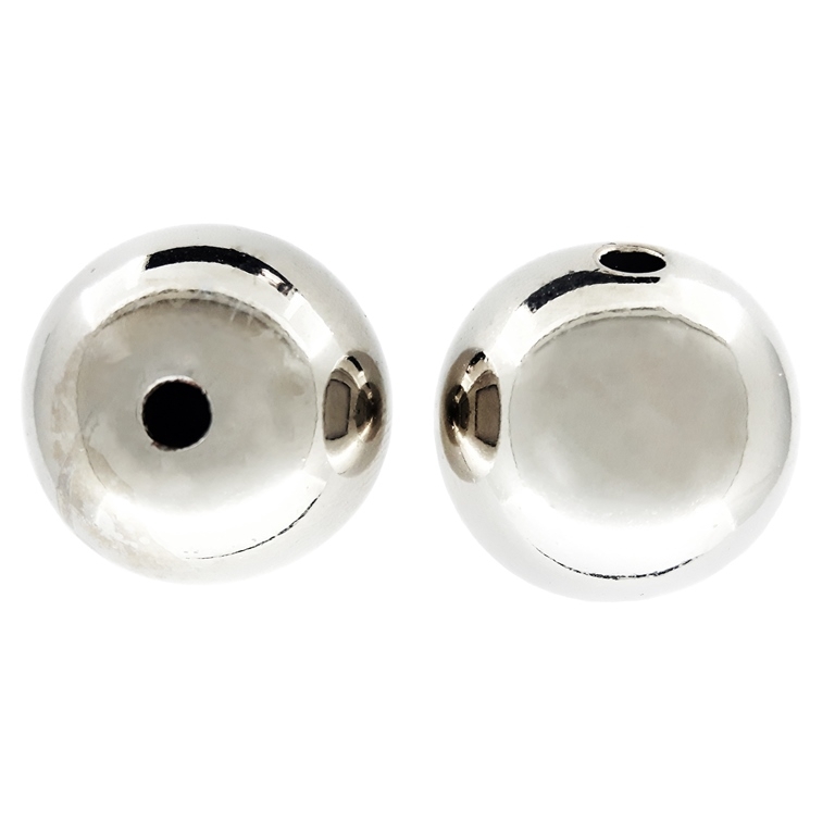 METAL PLATED PLASTIC / CCB BEADS - BALL - 20mm NICKEL - 50g Hole-3.5mm (11pcs.)