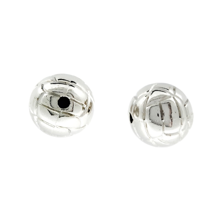 METAL PLATED PLASTIC / CCB BEADS - FOOTBALL - 12mm NICKEL - PACKAGE 500g Hole-2.0mm (540pcs.)