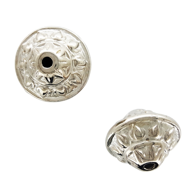 METAL PLATED PLASTIC / CCB BEADS - FLYING SAUCER RELIEF 01 - 13x16mm SILVER - PACKAGE 500g Hole-2.0mm (405pcs.)