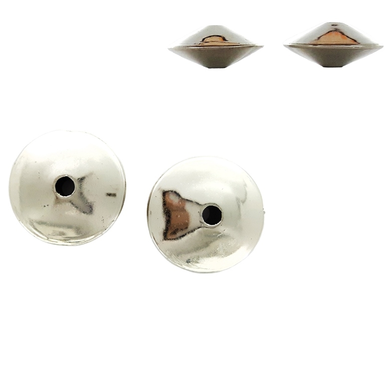 METAL PLATED PLASTIC / CCB BEADS - FLYING SAUCER - 8x14mm NICKEL - PACKAGE 500g Hole-2.5mm (680pcs.)