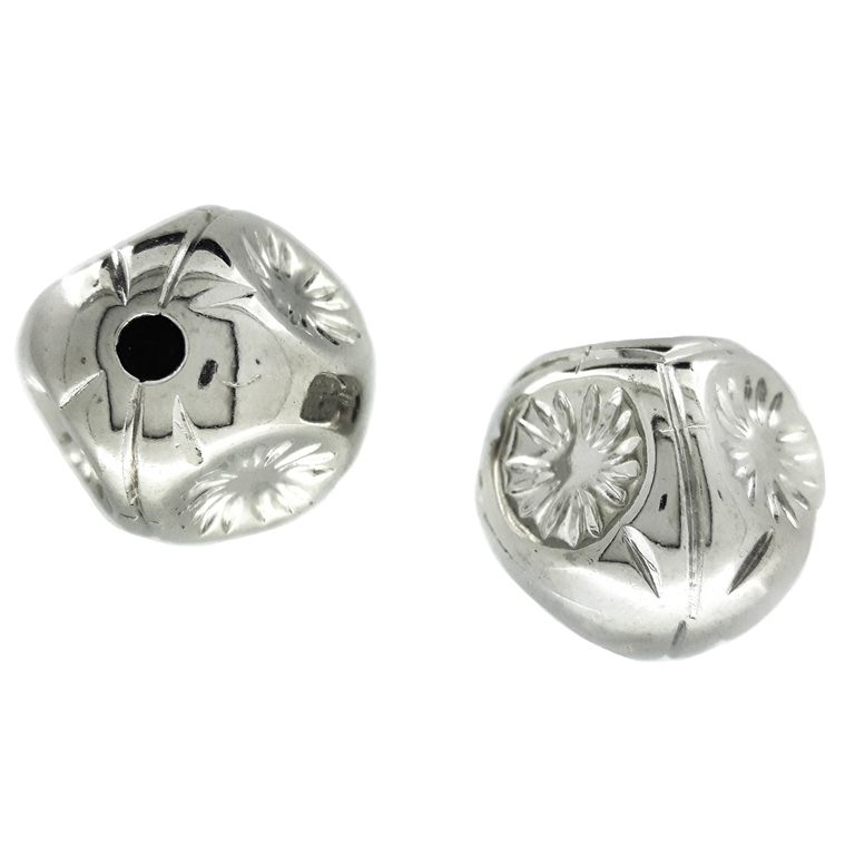 METAL PLATED PLASTIC / CCB BEADS - BALL FLOWERS CONCAVE - 20mm NICKEL - 50g Hole-3.0mm (12pcs.)