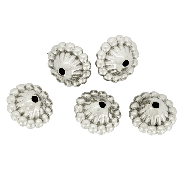 METAL PLATED PLASTIC / CCB BEADS - BALL RELIEF WITH RING 02 - 8x11mm NICKEL - 50g Hole-1.5mm (140pcs.)