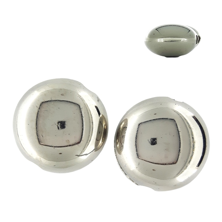 METAL PLATED PLASTIC / CCB BEADS - FLAT ROUND - 18x11mm NICKEL - PACKAGE 500g Hole-3.0mm (256pcs.)