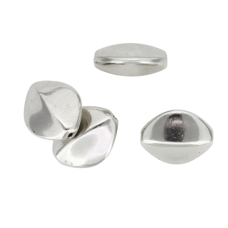 METAL PLATED PLASTIC / CCB BEADS - ELIPSE IRREGULAR 02 - 23x19x11mm NICKEL - 50g Hole-2.0mm (25pcs.)