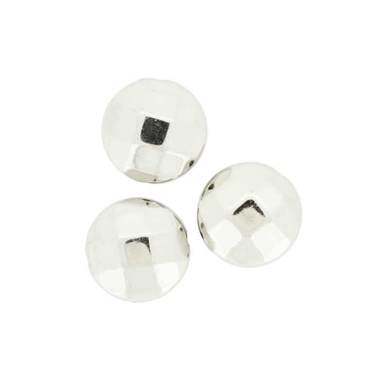 METAL PLATED PLASTIC / CCB BEADS - FLAT ROUND FACETED - 20x11mm NICKEL - PACKAGE 500g Hole-2.5mm (218pcs.)