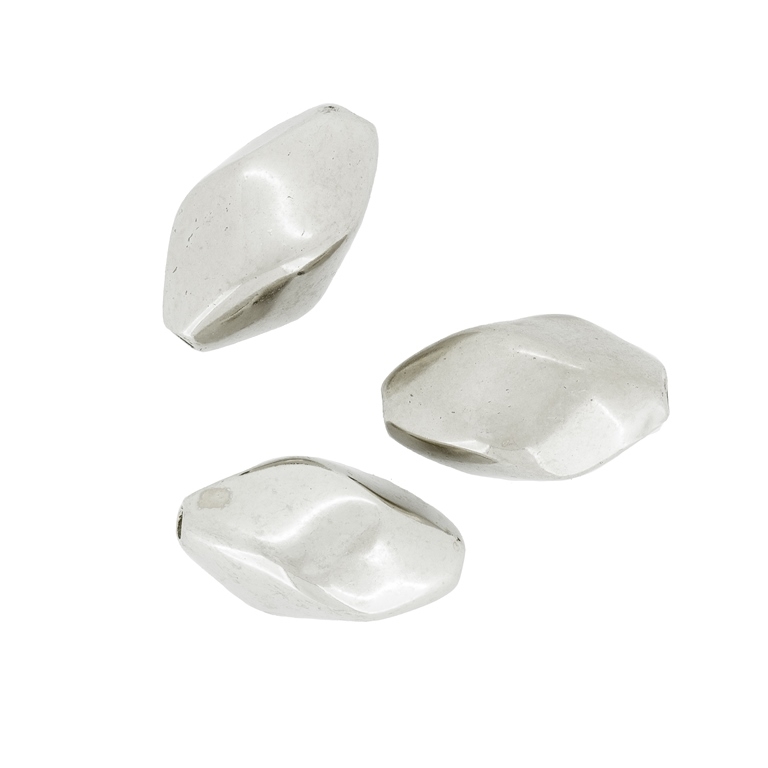 METAL PLATED PLASTIC / CCB BEADS - ELIPSE IRREGULAR - 19x12mm NICKEL - 50g Hole-2.5mm (42pcs.)