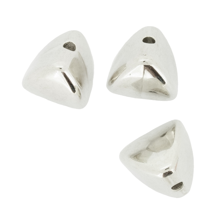 METAL PLATED PLASTIC / CCB BEADS - ROUNDED PYRAMID - 13x13mm NICKEL - PACKAGE 500g Hole-2.5mm (516pcs.)