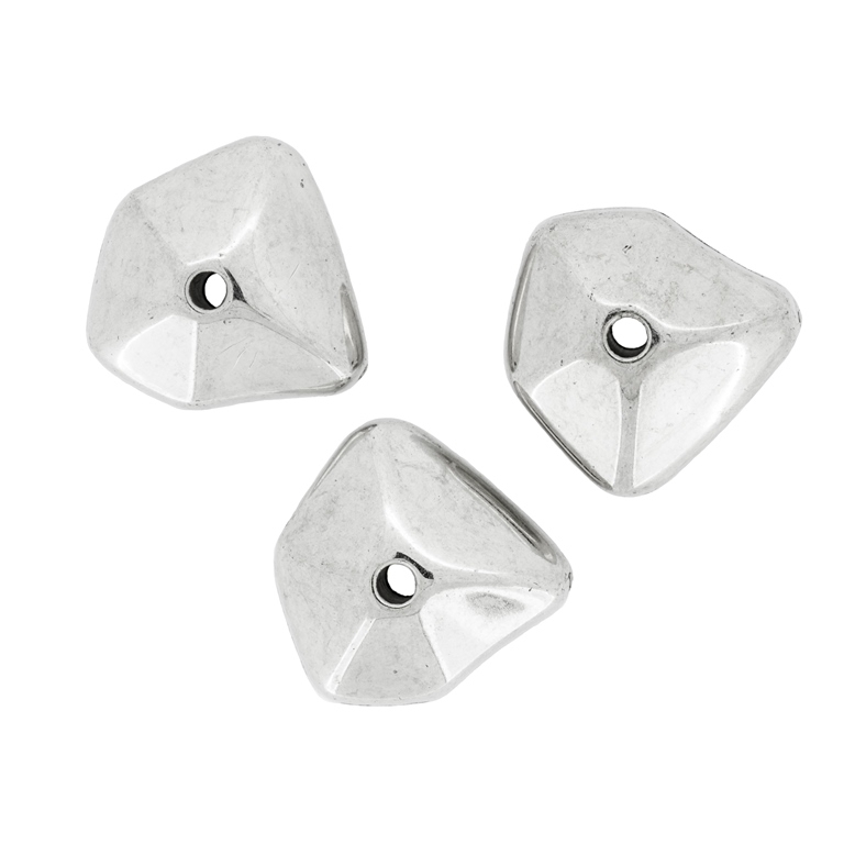 METAL PLATED PLASTIC / CCB BEADS - PENTAGON IRREGULAR - 11x19x19mm NICKEL - PACKAGE 500g Hole-3.0mm (243pcs.)