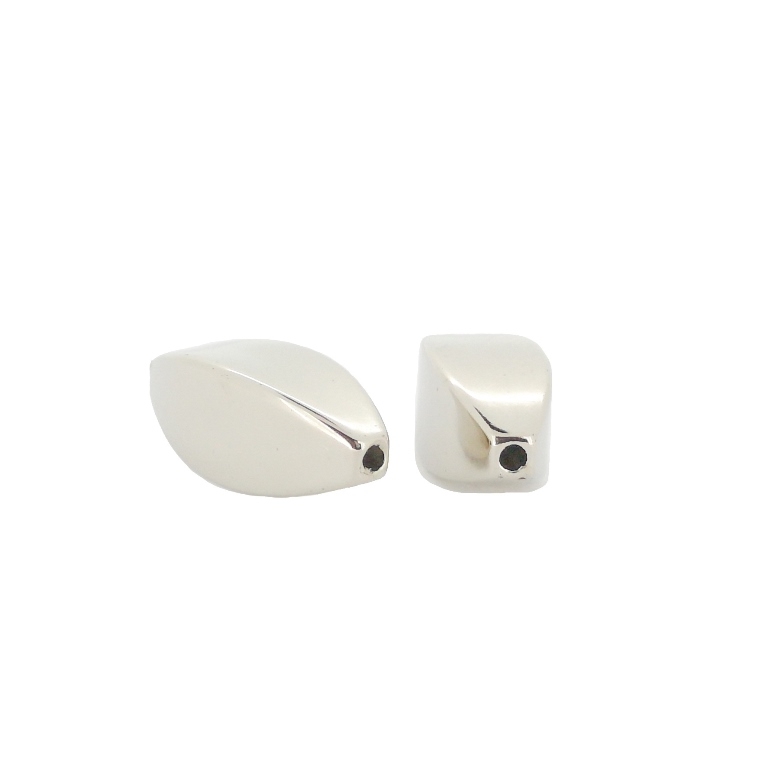 METAL PLATED PLASTIC / CCB BEADS - ELLIPSE FOUR-SIDED - 31x12x12mm NICKEL - PACKAGE 500g Hole-2.5mm (167pcs.)