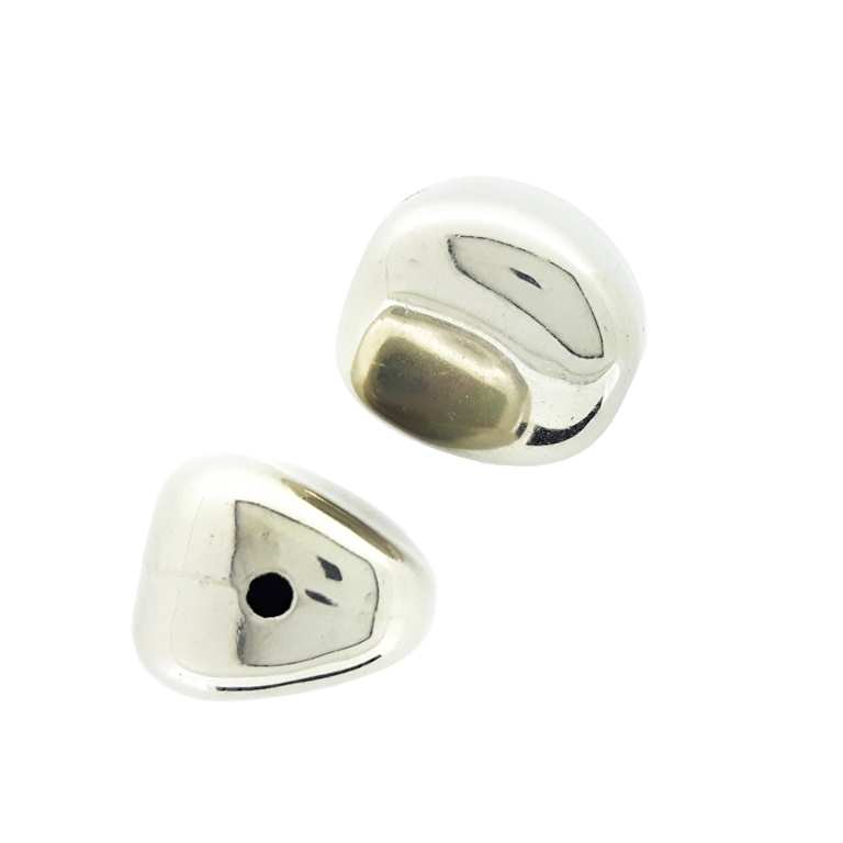 METAL PLATED PLASTIC / CCB BEADS - OVAL IRREGULAR 02 - 14x13x11mm NICKEL - PACKAGE 500g Hole-2.0mm (395pcs.)