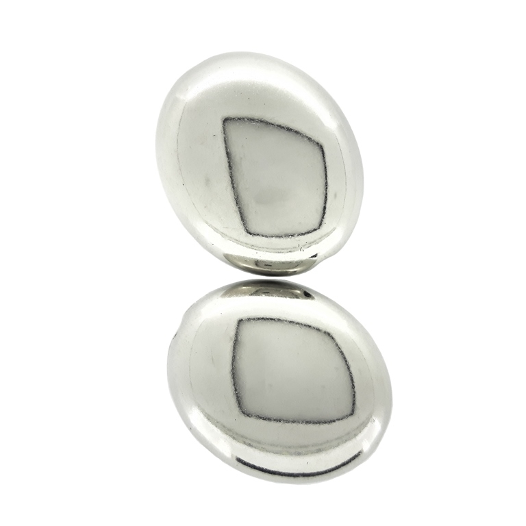 METAL PLATED PLASTIC / CCB BEADS - PLATE OVAL 01 - 24x20x11mm NICKEL - 50g Hole-2.0mm (17pcs.)