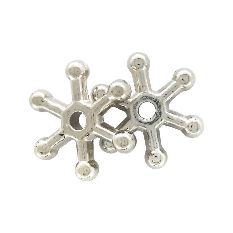 METAL PLATED PLASTIC / CCB BEADS - SNOWFLAKE 01 - 3x12mm NICKEL - PACKAGE 500g Hole-1.8mm (4420pcs.)