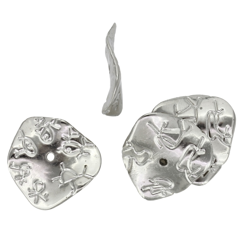 METAL PLATED PLASTIC / CCB BEADS - WASHER IRREGULAR - WAVE 01 - 4x28mm NICKEL - PACKAGE 500g Hole-2.5mm (437pcs.)