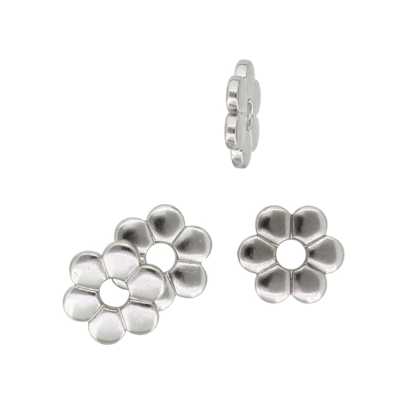 METAL PLATED PLASTIC / CCB BEADS - WASHER FLOWERS 02 - 2.5x16mm NICKEL - 50g Hole-4.5mm (123pcs.)