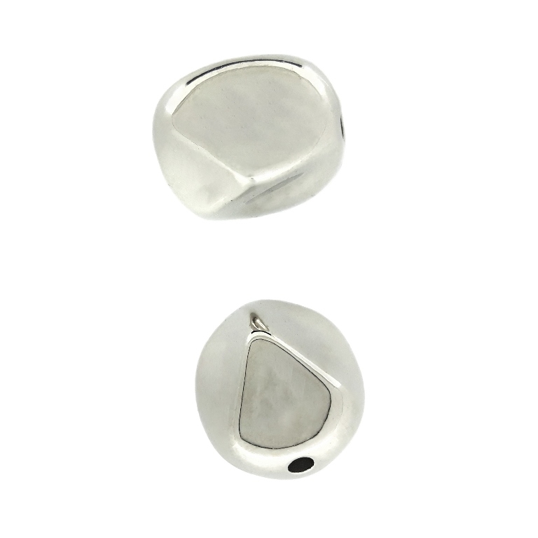 METAL PLATED PLASTIC / CCB BEADS - POLYGONAL IRREGULAR 01 - 12x11x11mm NICKEL - 50g Hole-1.5mm (80pcs.)