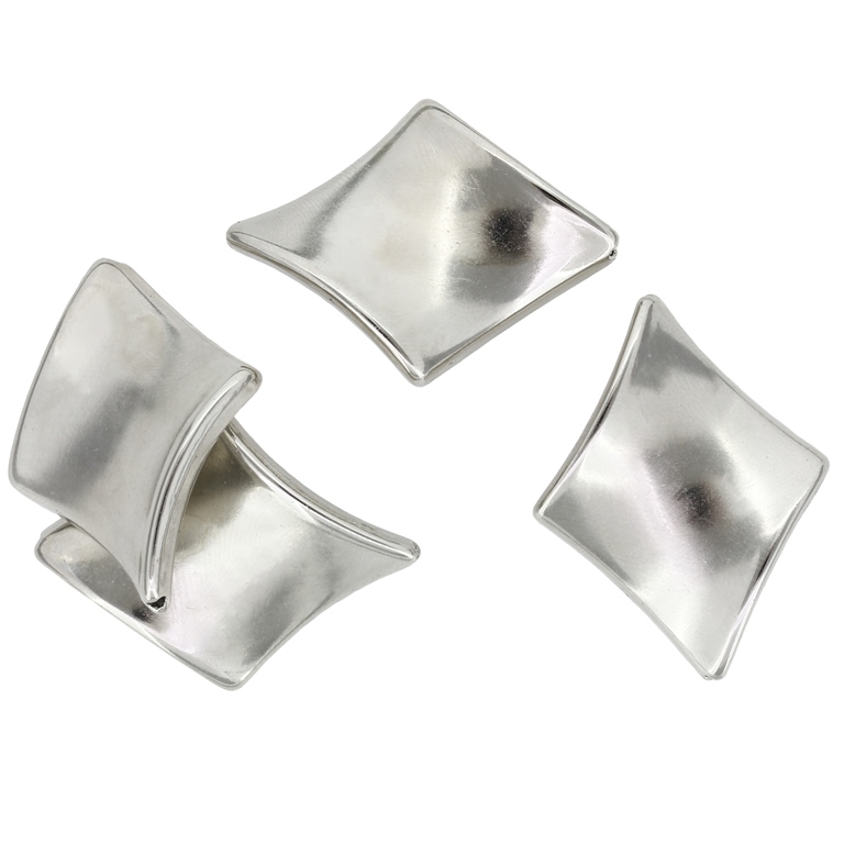 METAL PLATED PLASTIC / CCB BEADS - DIAMOND WAVE 01 - 38x30x6mm NICKEL - PACKAGE 500g Hole-2.0mm (202pcs.)