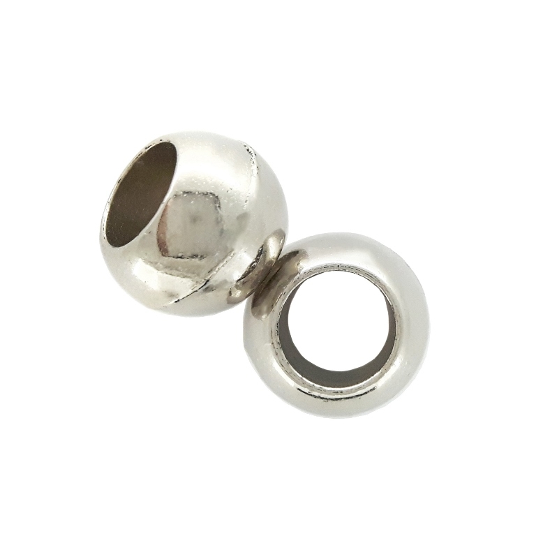 METAL PLATED PLASTIC / CCB BEADS - BALL - 7x10mm NICKEL - PACKAGE 500g Hole-6.0mm (1655pcs.)