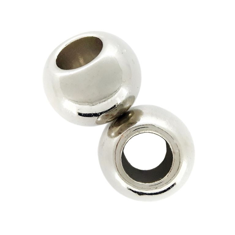 METAL PLATED PLASTIC / CCB BEADS - BALL - 9x12mm NICKEL - 50g Hole-6.0mm (75pcs.)